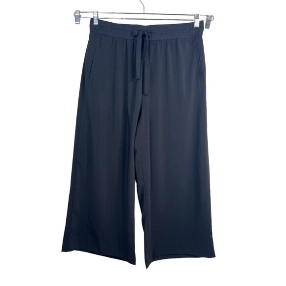 Zara Wide leg Cropped pull on pants black flowy sz XL - Picture 1 of 9